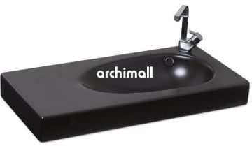 Bunda Batarya Delikli 91x45cm Etajerli Lavabo Mat Siyah