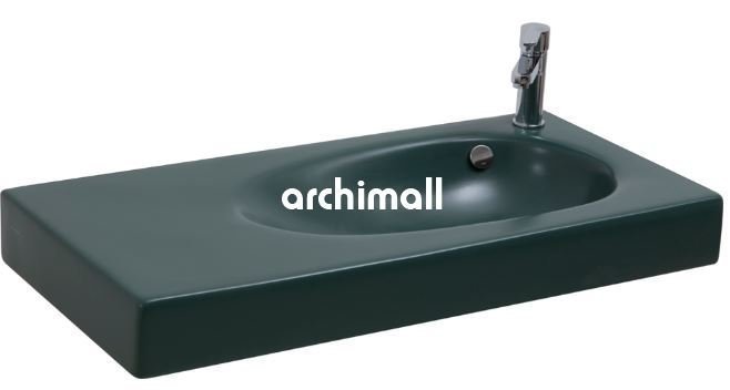 Bunda Batarya Delikli 91x45cm Etajerli Lavabo Mat Zümrüt