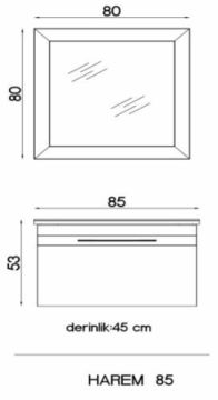 Harem 85 cm Banyo Dolabı