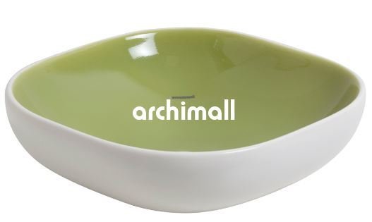 Alya 41x41cm Tezgahüstü Lavabo Mat Beyaz Yosun Yeşili