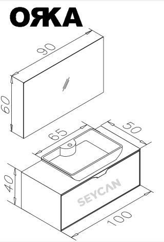 Orka Mono 120 cm Asma Banyo Dolabı